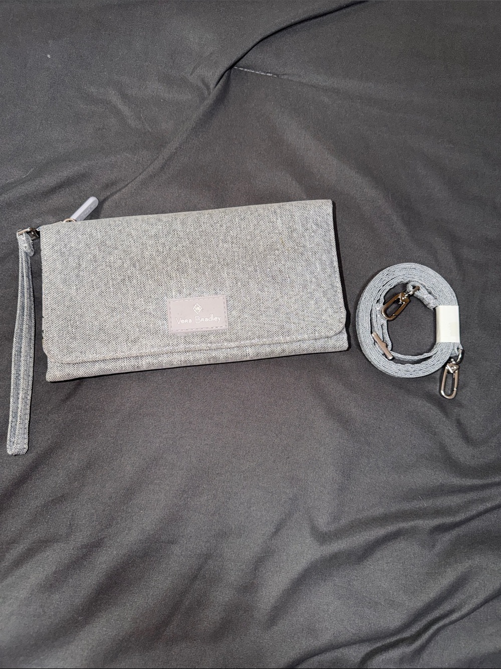 Vera Bradley Gray Convertible Wristlet with Detachable Strap